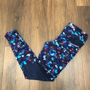 Athleta Be Free Mesh Geometric Triangle Print Full Length Leggings 138462 Sz S